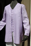 linen v neck button through tunic or jacket lilac