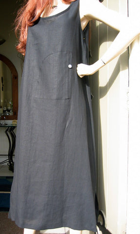 eva tralala linen sleeveless dress napoli black