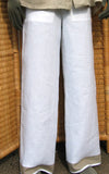 ladies linen border drawstring trousers white