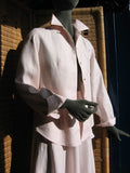 long sleeved shaped linen blouse pale pink