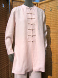 ladies mandarin style linen jacket or tunic pale pink